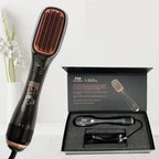 Woman using Joy Professional Hair Dryer with styling brush attachment for blowout