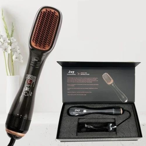 Woman using Joy Professional Hair Dryer with styling brush attachment for blowout