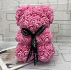 Luxury rose teddy bear gift with golden illumination – Saudi Arabia edition