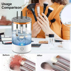 Woman professional MUA using Automatic Multi‑Brush Cleaner for hygiene kit